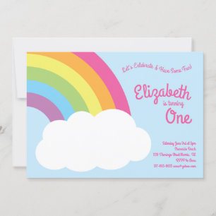 Invitation Rainbow Cute Kids 1er anniversaire