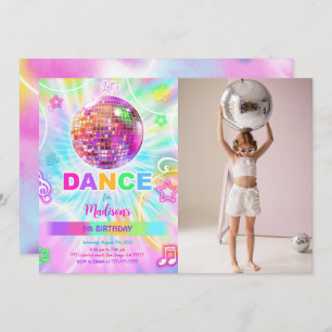 Invitation Rainbow Dance Disco Party Neon Glow Photo