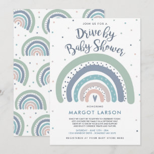 Invitation Rainbow Drive By Baby shower Muet Tones Rainbow