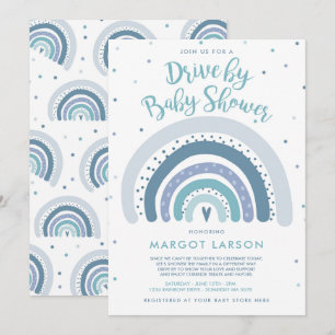 Invitation Rainbow Drive By Baby shower Muet Tones Rainbow