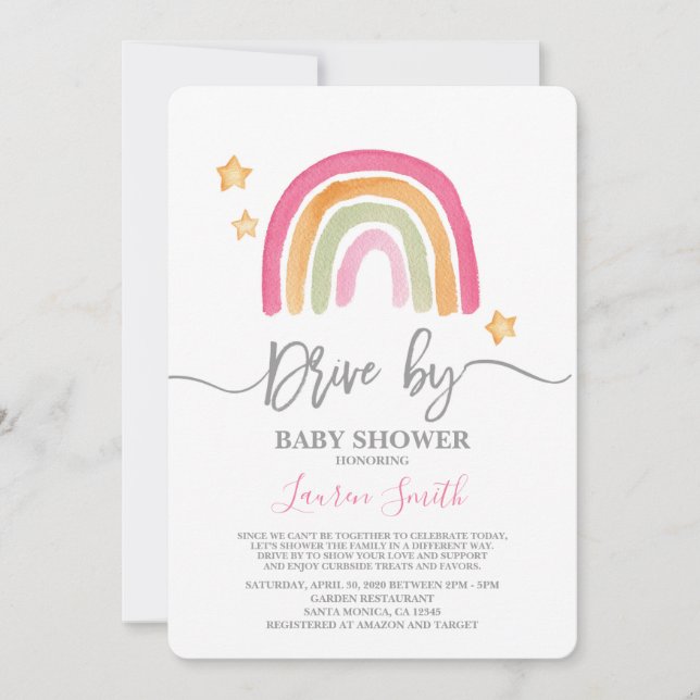 Invitation Rainbow Drive par Baby shower (Devant)
