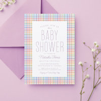Rainbow en vichy plaid mignon baby shower pastel