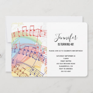 Invitation Rainbow et Music Notes