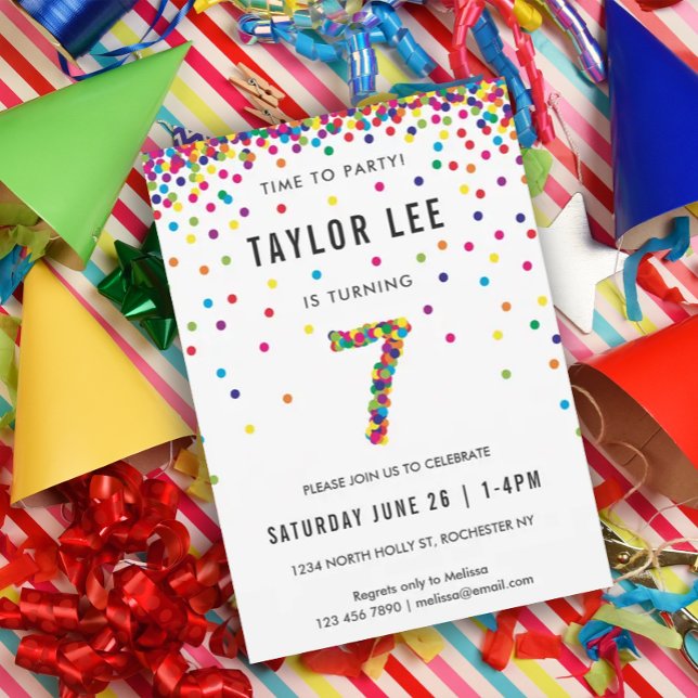 Invitation Rainbow fête d'anniversaire de 7 ans, 7e anniversa (Créateur téléchargé)