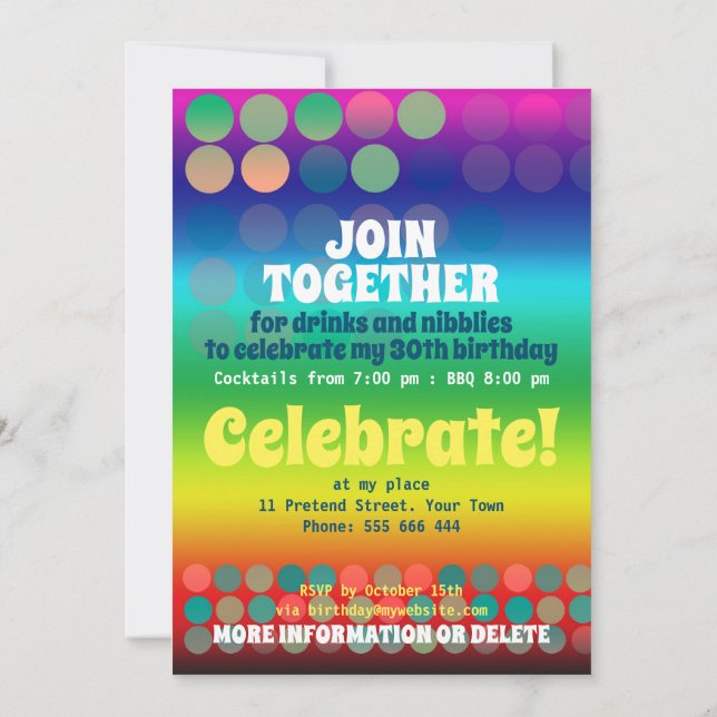Invitation Rainbow fête d'anniversaire Super (Dos)