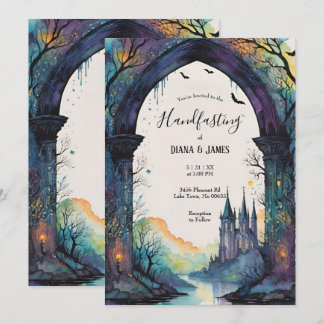 Invitation Rainbow Forest Castle Arch Pagan Handfasting