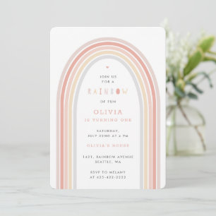 Invitation Rainbow Fun Fun Jour d'anniversaire de l'enfant Mu