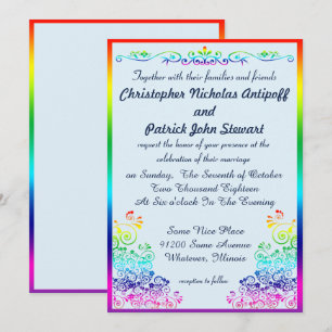 Invitation Rainbow Gay Elegant Stylish Pride Mariage