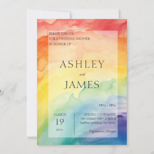 Invitation Rainbow Gay Lesbian LGBTQ Mariage Couples Douche