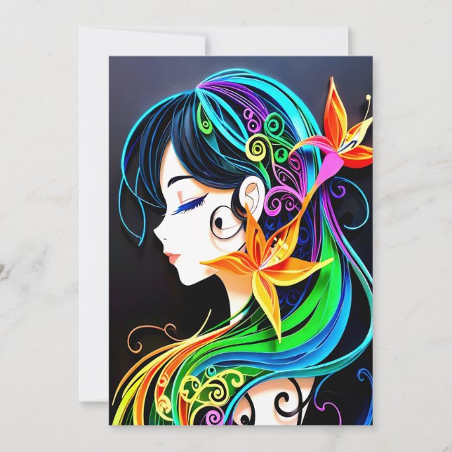 Invitation Rainbow Hair Dream (Devant)