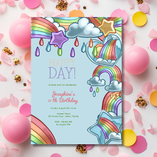 Invitation Rainbow happy day fête d'anniversaire