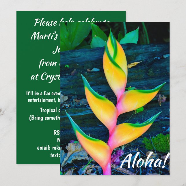 Invitation Rainbow Heliconia, Haena, Kauai, Hawaii (Devant / Derrière)