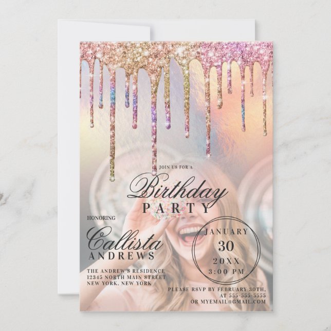 Invitation Rainbow Holographic Parties scintillant Drivers Ph (Devant)