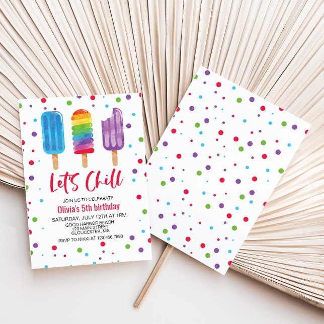 Invitation Rainbow Ice Pop Chill Summer Anniversaire (Créateur téléchargé)