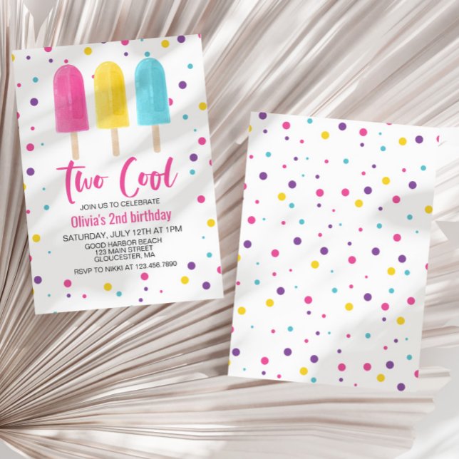 Invitation Rainbow Ice Pop Deux Cool Anniversaire d'été (Créateur téléchargé)
