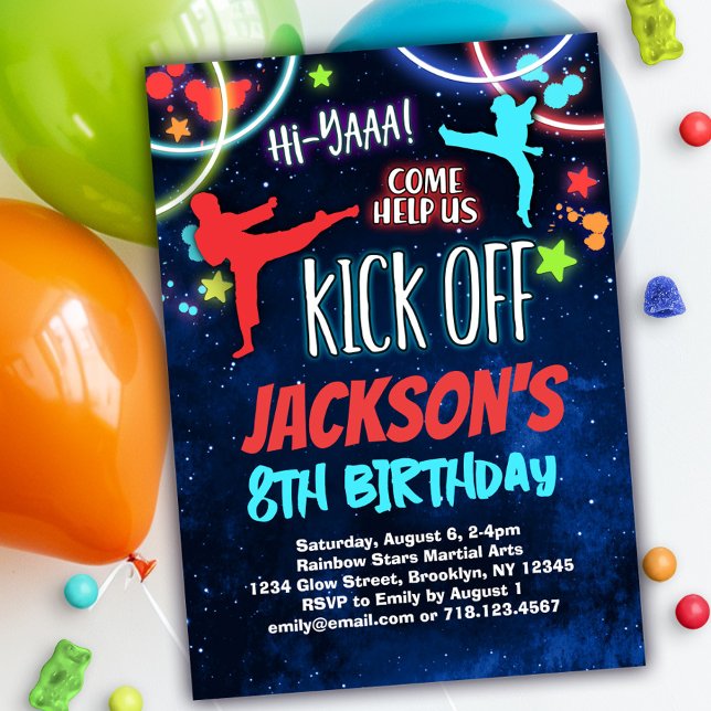 Invitation Rainbow Karate fête d'anniversaire (Créateur téléchargé)