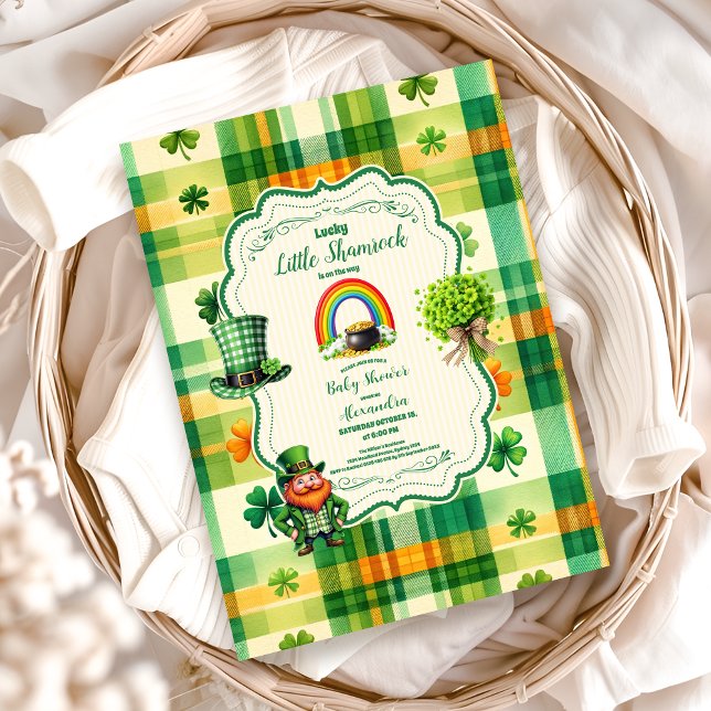 Invitation Rainbow Lucky Little Baby shower Shamrock (Créateur téléchargé)