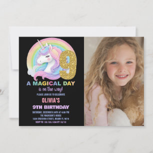 Invitation Rainbow Parties scintillant Unicorn Anniversaire I