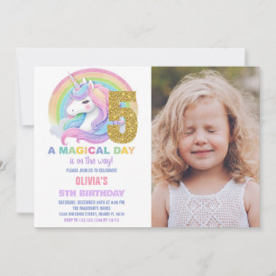 Invitation Rainbow Parties scintillant Unicorn Anniversaire I