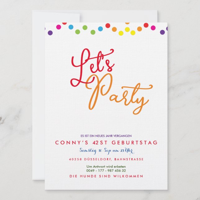Invitation Rainbow Party (Devant)
