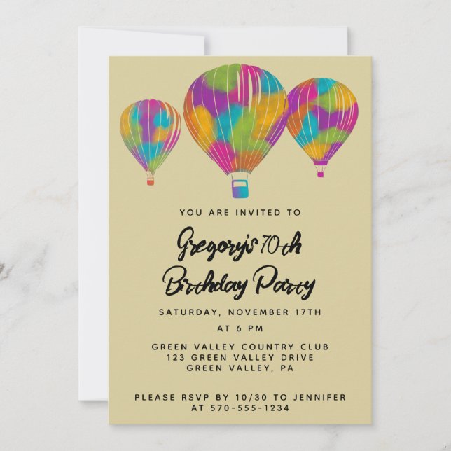 Invitation Rainbow Peint Hot Air Balloons Personnalisé (Devant)