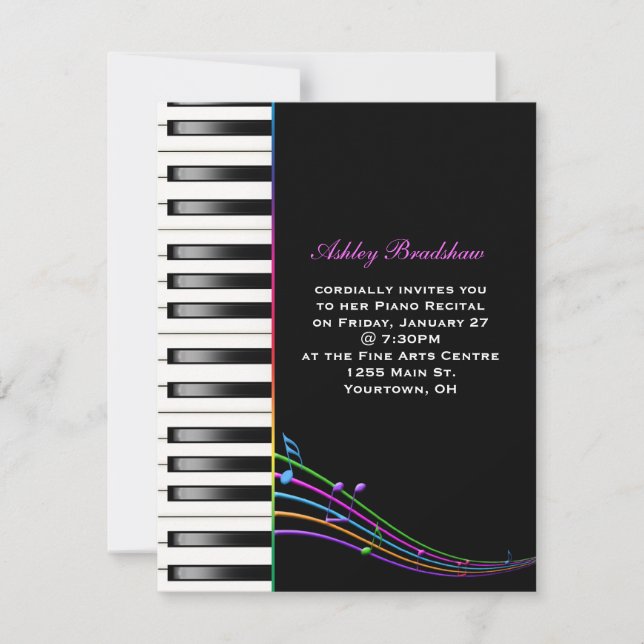 Invitation Rainbow Piano Considérant (Devant)