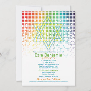 Invitation Rainbow Pixels jeu vidéo Gamer Bar Mitzvah