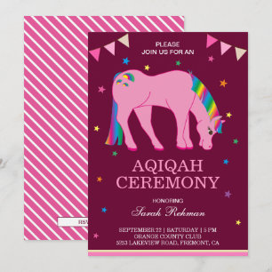 Invitation Rainbow Pony Baby Girl Aqiqah