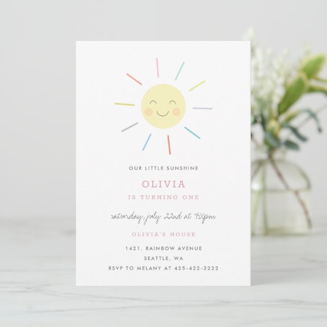 Invitation Rainbow Rays Fête d'anniversaire de l'enfant Invit (Debout devant)
