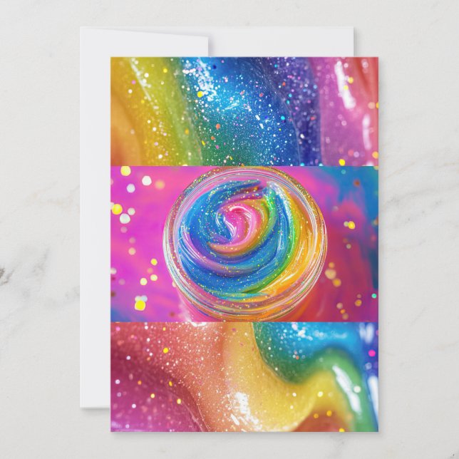 Invitation Rainbow Slime Personnalisé fête d'anniversaire (Devant)