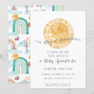 Invitation Rainbow Sunshine Aquarelle moderne Bébé Sprinkine