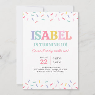 Invitation Rainbow Sweets Sprinkings Anniversaire