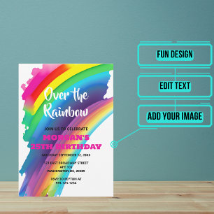 Invitation Rainbow Thème Anniversaire