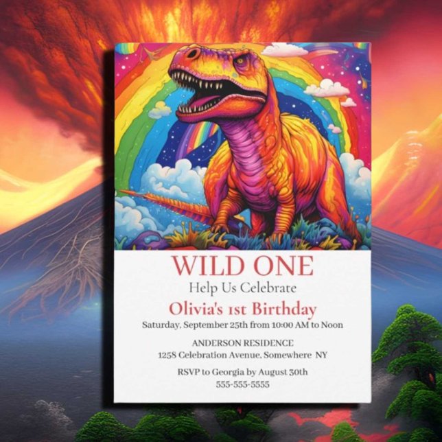 Invitation Rainbow Wild Un anniversaire T Rex thème (If you have any questions or need assistance with anything, feel free to reach out. We're thrilled t)