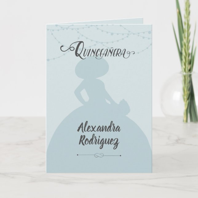 Invitation Rainy Day Blue Charro Silhouette Quinceanera (Devant)