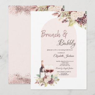 Invitation Raisins de Vin Fleurs Bohèmes Brunch & Bulles