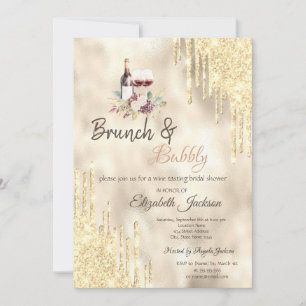 Invitation Raisins de vin Gold Drives Brunch & Bubbly