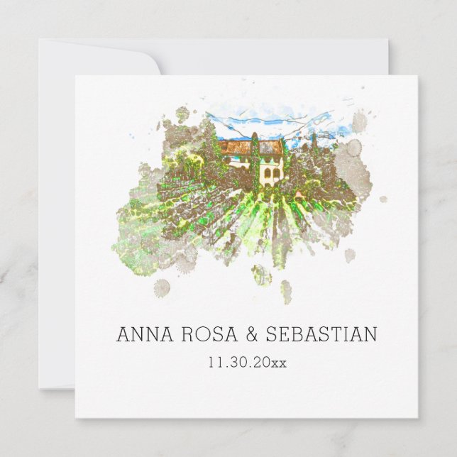 Invitation *~* Raisins QR Italie AR21 RSVP Mariage viticole (Devant)