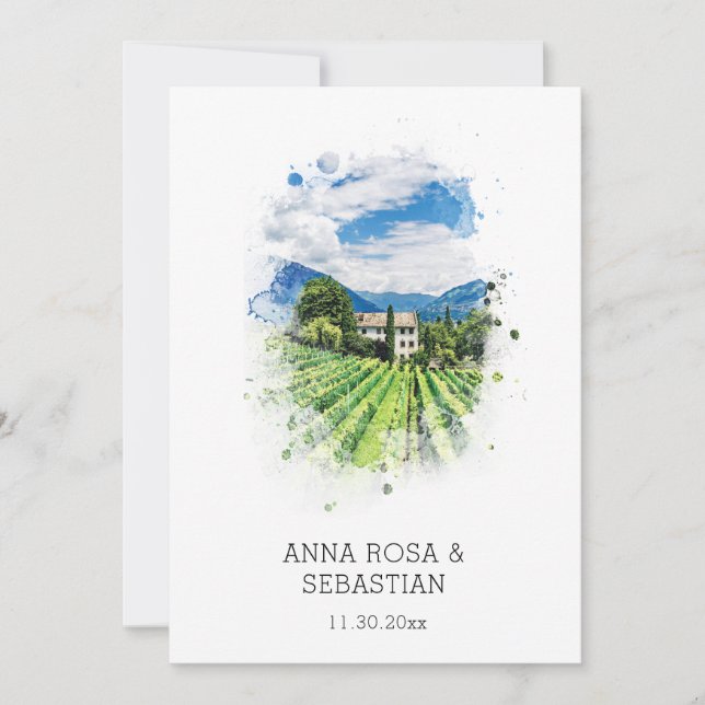 Invitation *~* Raisins QR Italie AR21 RSVP Mariage viticole (Devant)