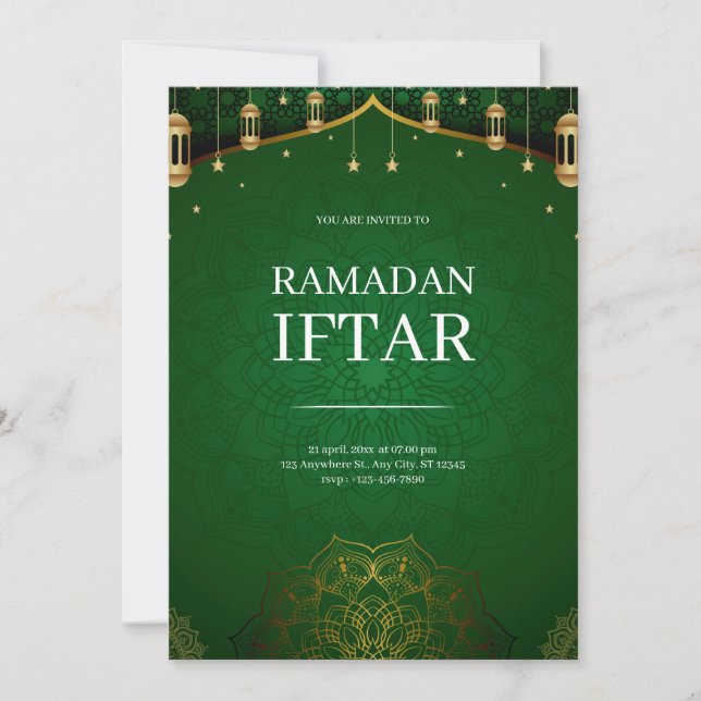 Invitation Ramadan Iftar Moderne Vert (Devant)