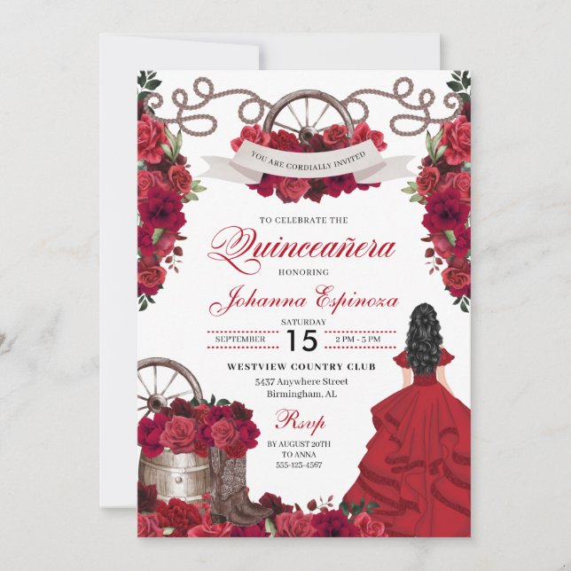 Invitation Ranchero Quinceanera (Devant)