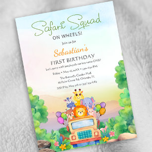 Invitation Randonnée Safari "Wild One" – Anniversaire Jungle