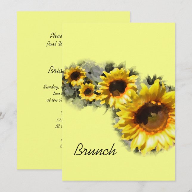 Invitation Rangée de Sunflower Post Jardin Brunch de mariage (Devant / Derrière)