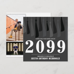 Invitation Rangée noire de Tassels Diplôme en deux photos