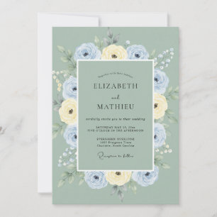 Invitation Ranunculus Beurre Bleuet Eucalyptus Mariage Endima