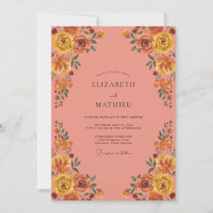 Invitation Ranunculus Corail Doré et Eucalyptus Doux pour Mar