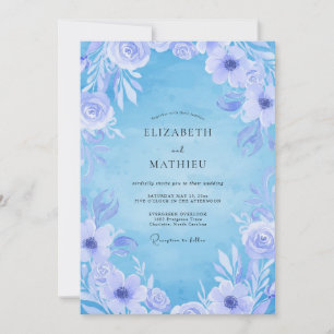 Invitation Ranunculus Eucalyptus Mariage Pervenche Givre