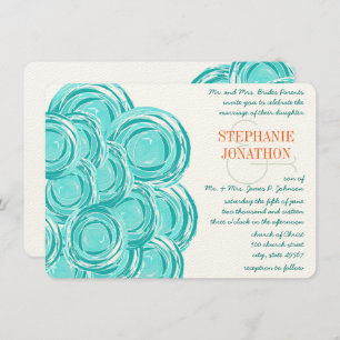 Invitation Ranunculus Rose Mint Coral Mariage moderne Invitat