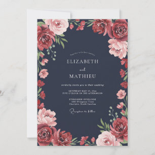 Invitation Ranunculus Rouge Crépuscule Poussiéreux Eucalyptus