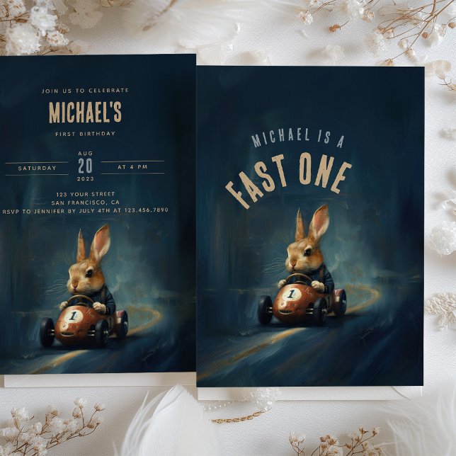 Invitation Rapid Racer Rabbit - Première fête d'anniversaire (Créateur téléchargé)